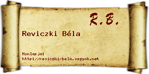 Reviczki Béla névjegykártya