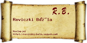 Reviczki Béla névjegykártya